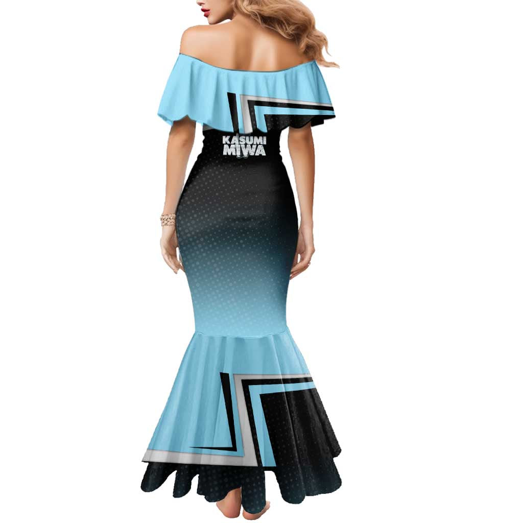 Kasumi Miwa Family Matching Mermaid Dress and Hawaiian Shirt Blue Gradient Anime Style