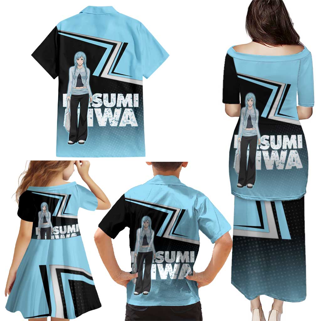 Kasumi Miwa Family Matching Puletasi and Hawaiian Shirt Blue Gradient Anime Style