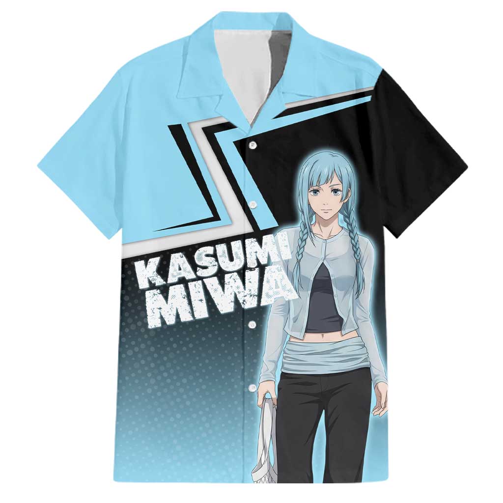 Kasumi Miwa Family Matching Short Sleeve Bodycon Dress and Hawaiian Shirt Blue Gradient Anime Style