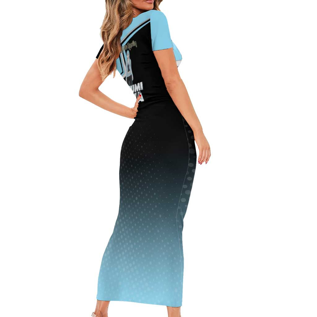 Kasumi Miwa Family Matching Short Sleeve Bodycon Dress and Hawaiian Shirt Blue Gradient Anime Style
