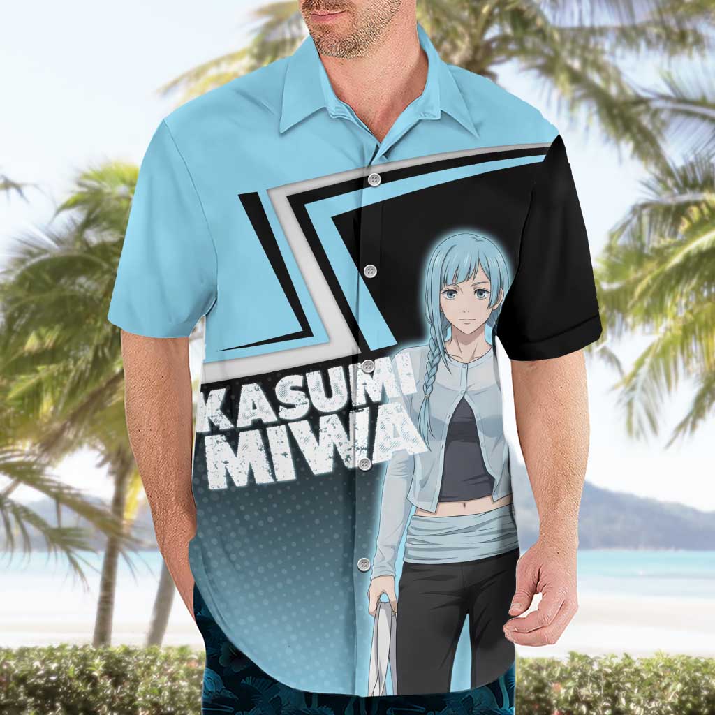 Kasumi Miwa Hawaiian Shirt Blue Gradient Anime Style