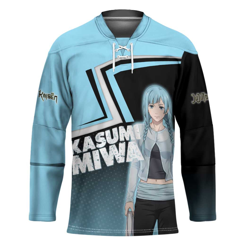 Kasumi Miwa Hockey Jersey Blue Gradient Anime Style