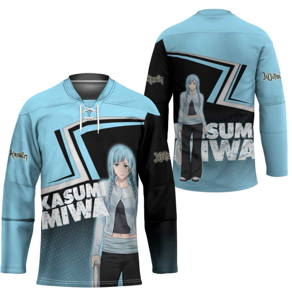 Kasumi Miwa Hockey Jersey Blue Gradient Anime Style