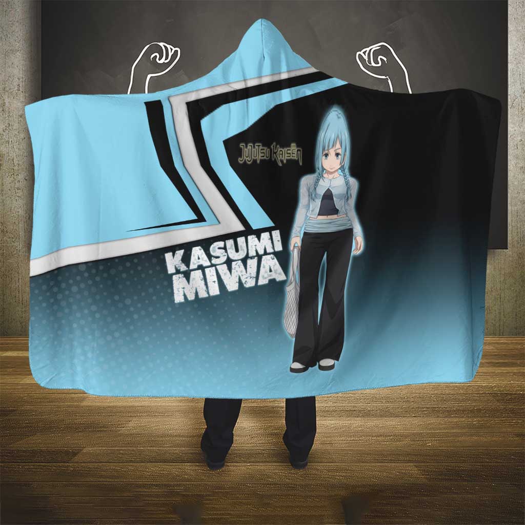 Kasumi Miwa Hooded Blanket Blue Gradient Anime Style