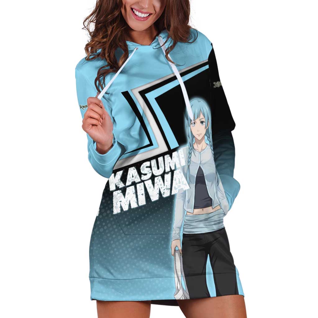 Kasumi Miwa Hoodie Dress Blue Gradient Anime Style