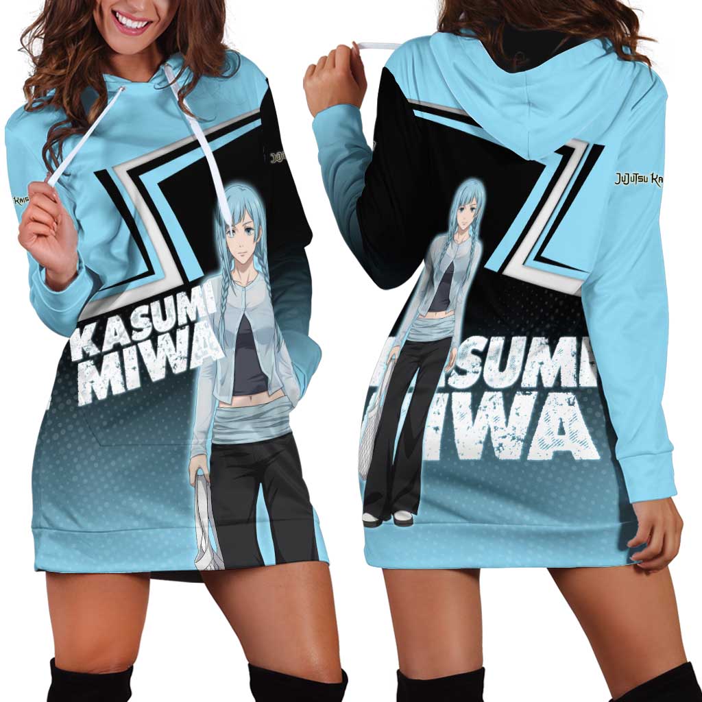 Kasumi Miwa Hoodie Dress Blue Gradient Anime Style