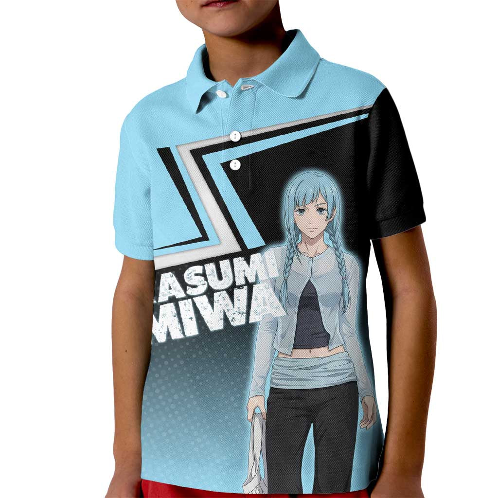 Kasumi Miwa Kid Polo Shirt Blue Gradient Anime Style