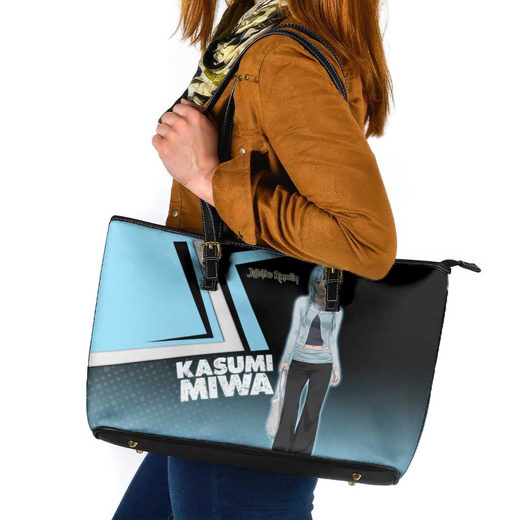 Kasumi Miwa Leather Tote Bag Blue Gradient Anime Style