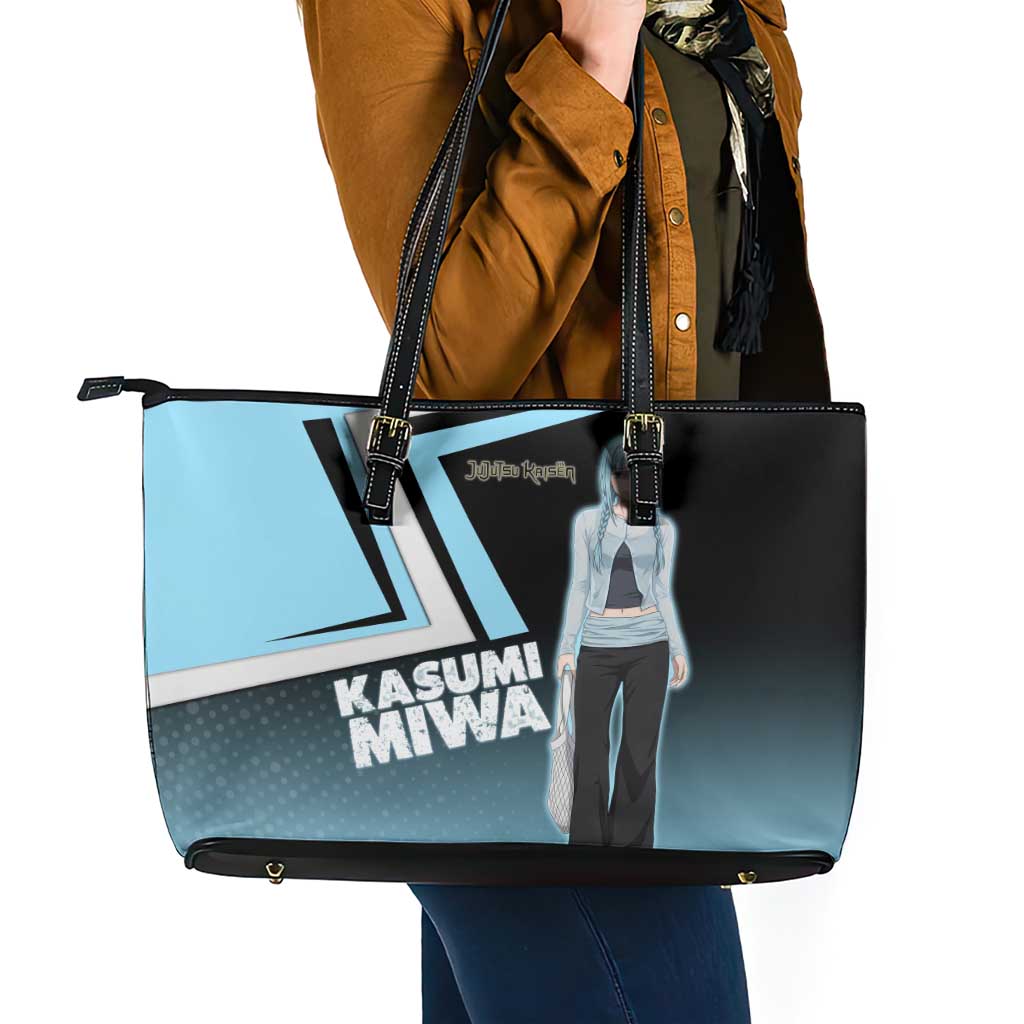 Kasumi Miwa Leather Tote Bag Blue Gradient Anime Style