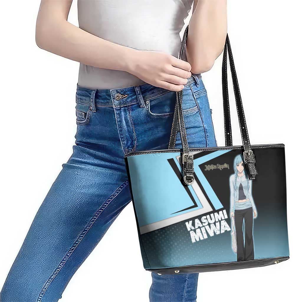 Kasumi Miwa Leather Tote Bag Blue Gradient Anime Style