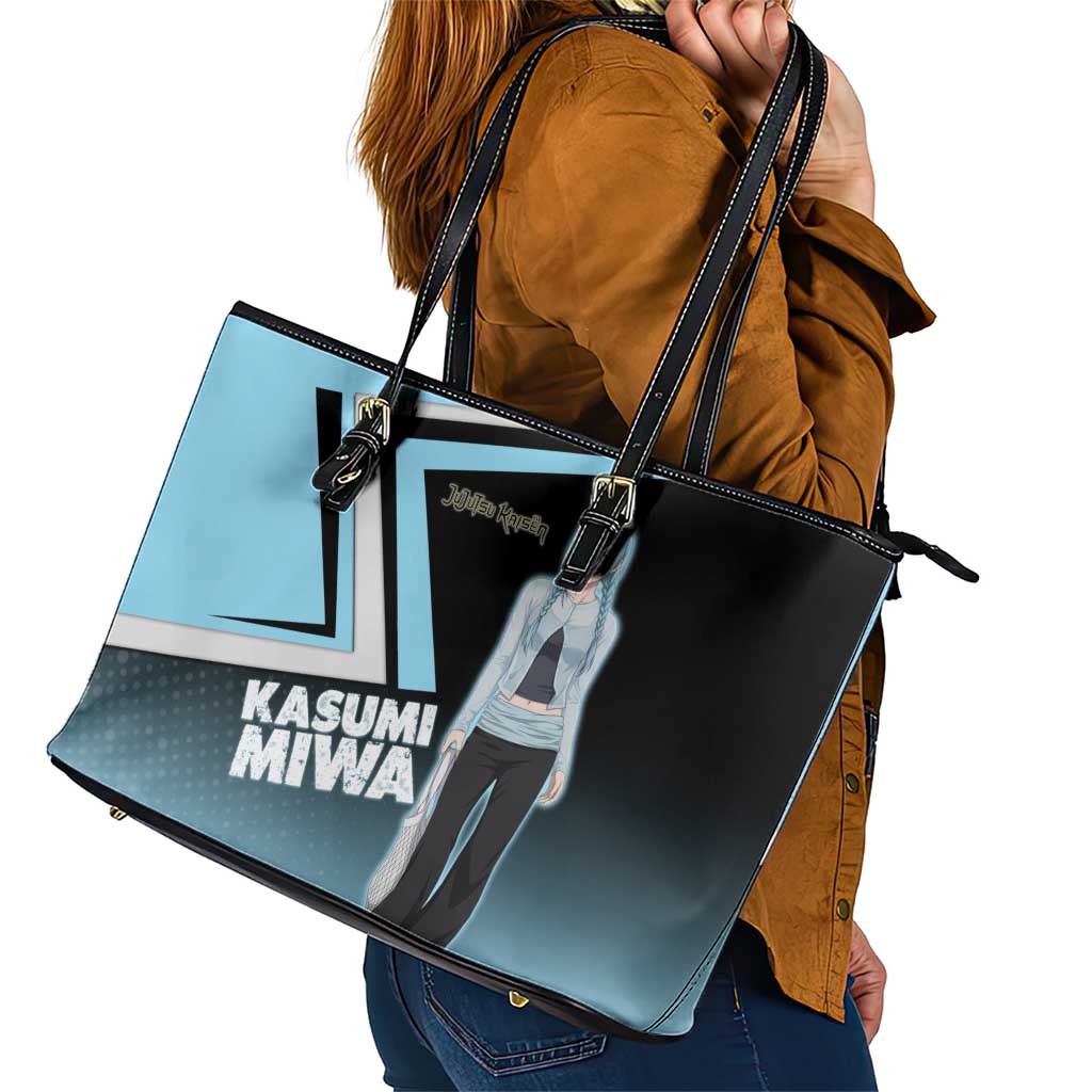 Kasumi Miwa Leather Tote Bag Blue Gradient Anime Style