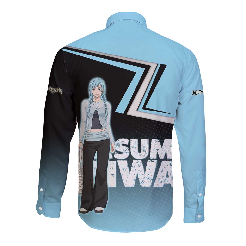 Kasumi Miwa Long Sleeve Button Shirt Blue Gradient Anime Style