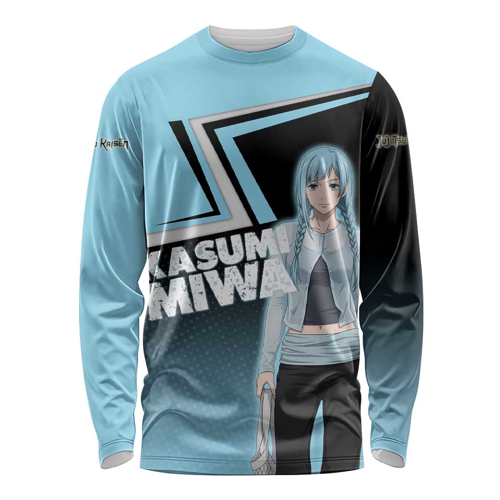 Kasumi Miwa Long Sleeve Shirt Blue Gradient Anime Style