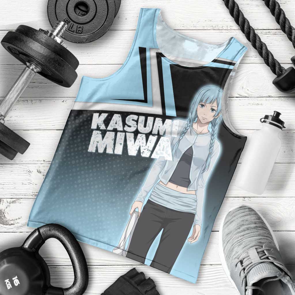 Kasumi Miwa Men Tank Top Blue Gradient Anime Style