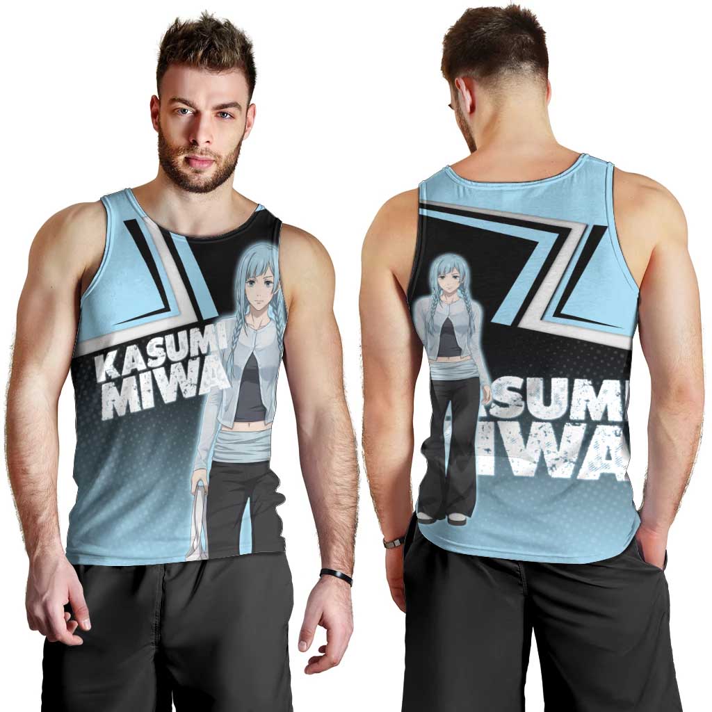 Kasumi Miwa Men Tank Top Blue Gradient Anime Style