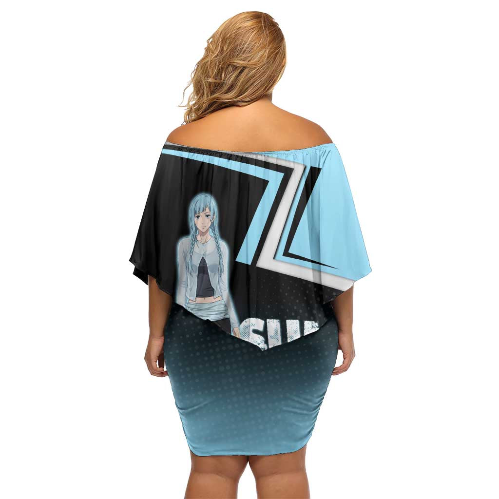 Kasumi Miwa Off Shoulder Short Dress Blue Gradient Anime Style