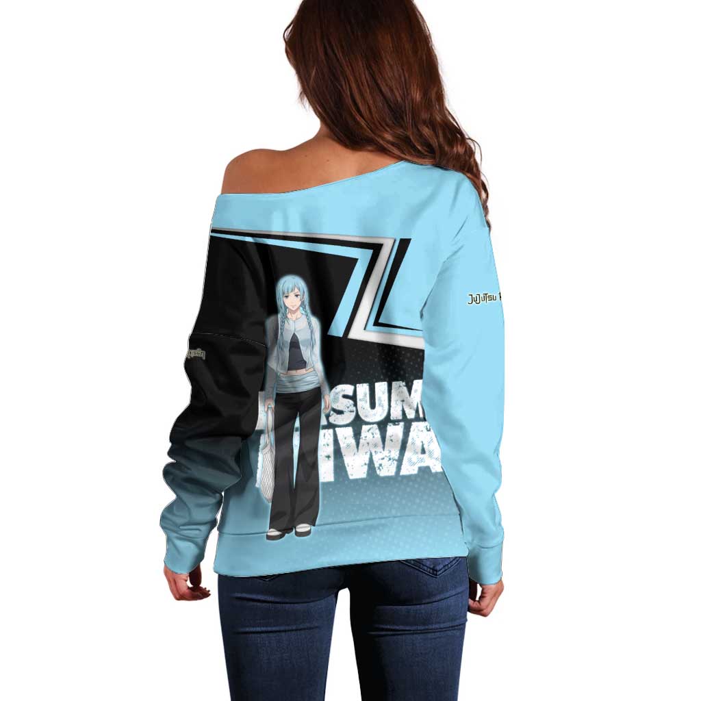 Kasumi Miwa Off Shoulder Sweater Blue Gradient Anime Style