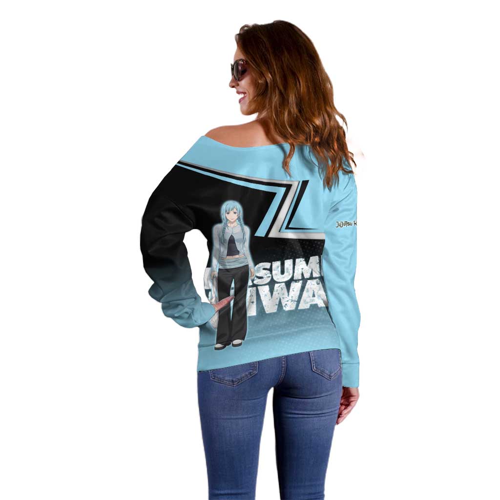 Kasumi Miwa Off Shoulder Sweater Blue Gradient Anime Style