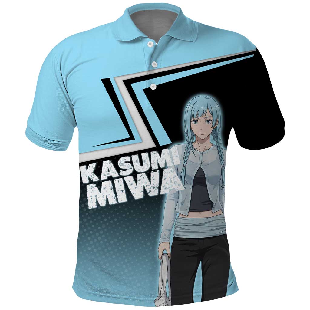 Kasumi Miwa Polo Shirt Blue Gradient Anime Style