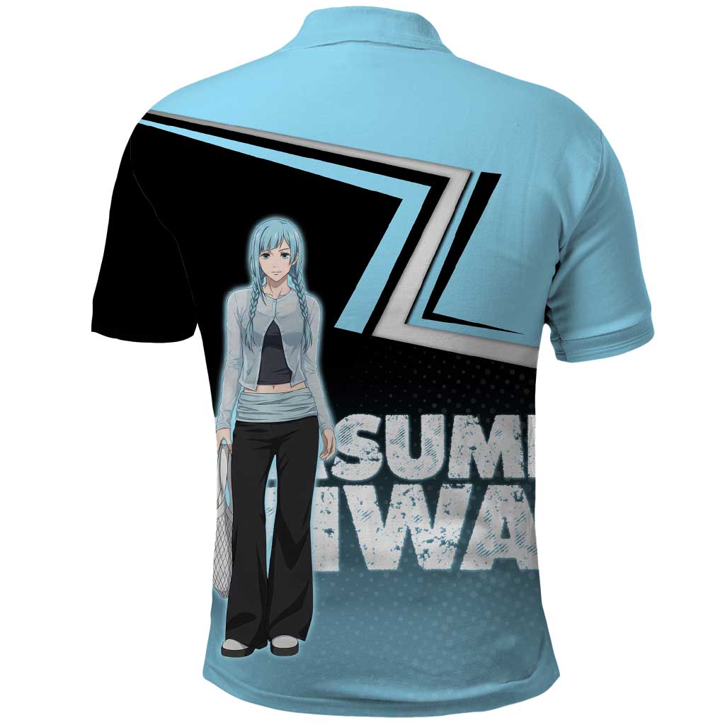 Kasumi Miwa Polo Shirt Blue Gradient Anime Style