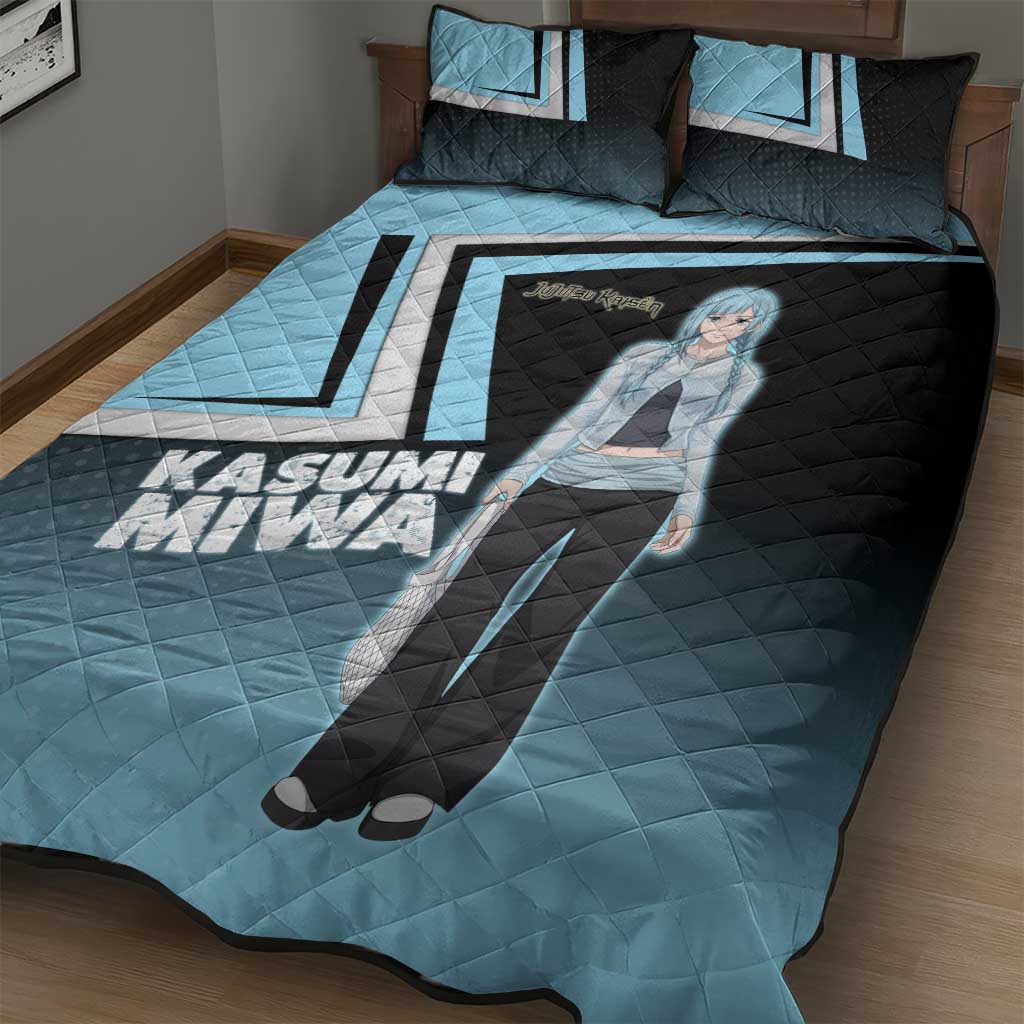 Kasumi Miwa Quilt Bed Set Blue Gradient Anime Style