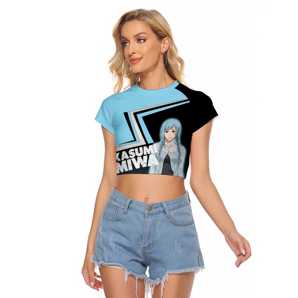 Kasumi Miwa Raglan Cropped T Shirt Blue Gradient Anime Style