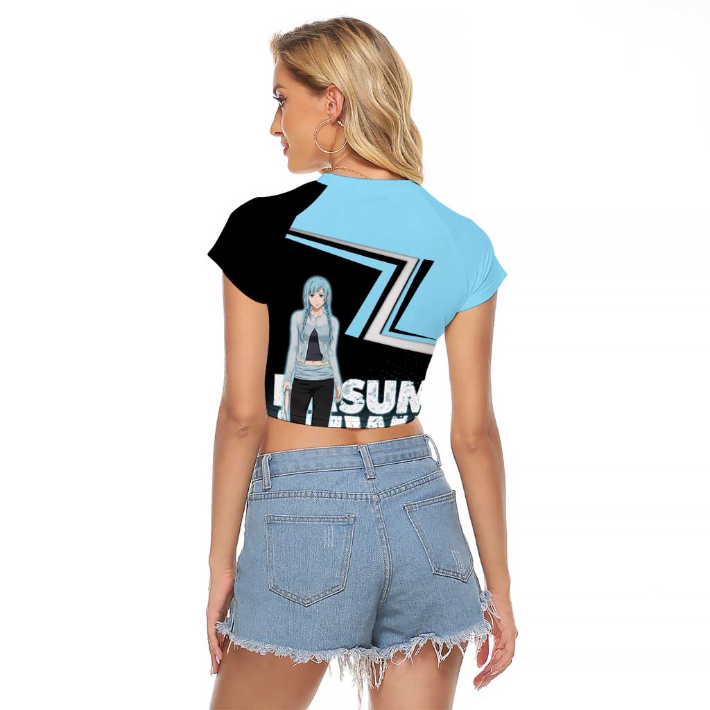 Kasumi Miwa Raglan Cropped T Shirt Blue Gradient Anime Style