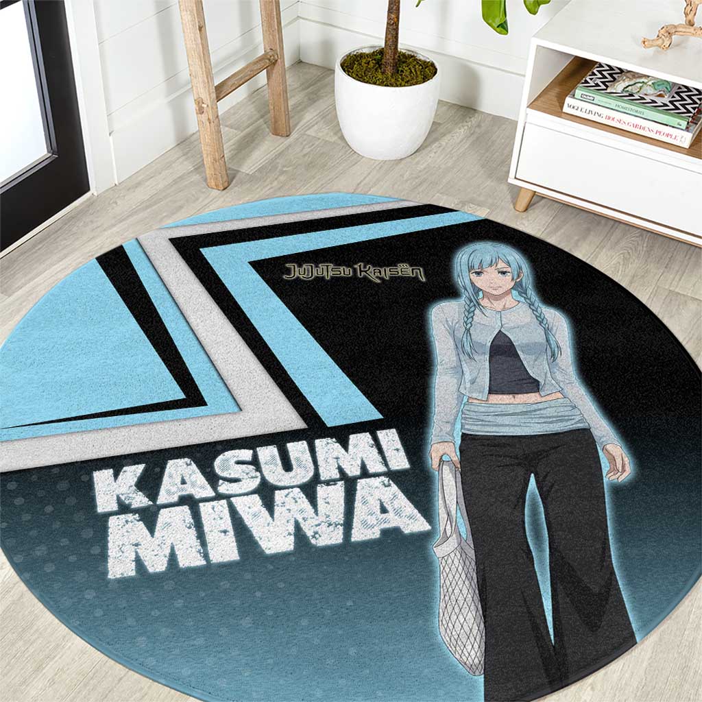 Kasumi Miwa Round Carpet Blue Gradient Anime Style