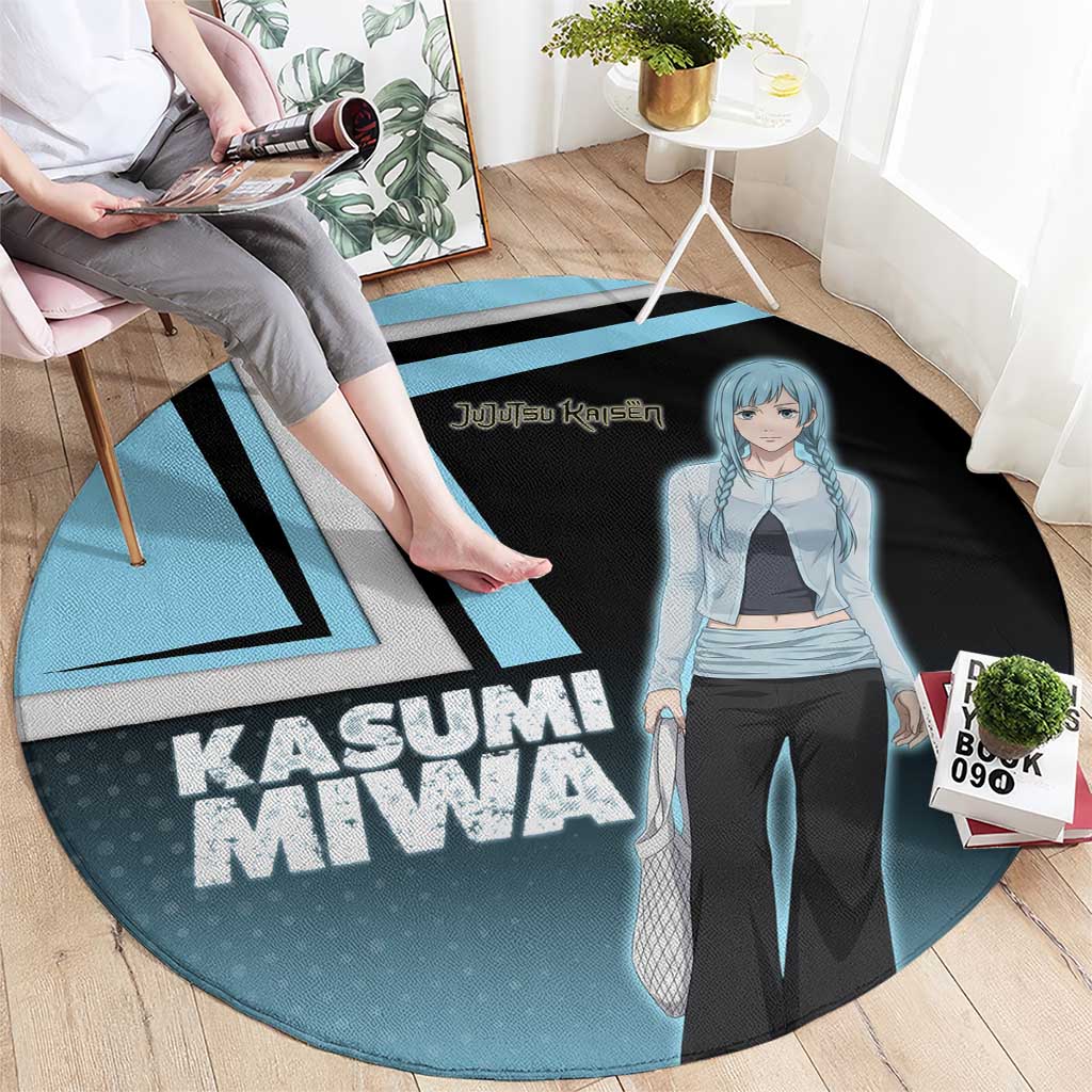 Kasumi Miwa Round Carpet Blue Gradient Anime Style