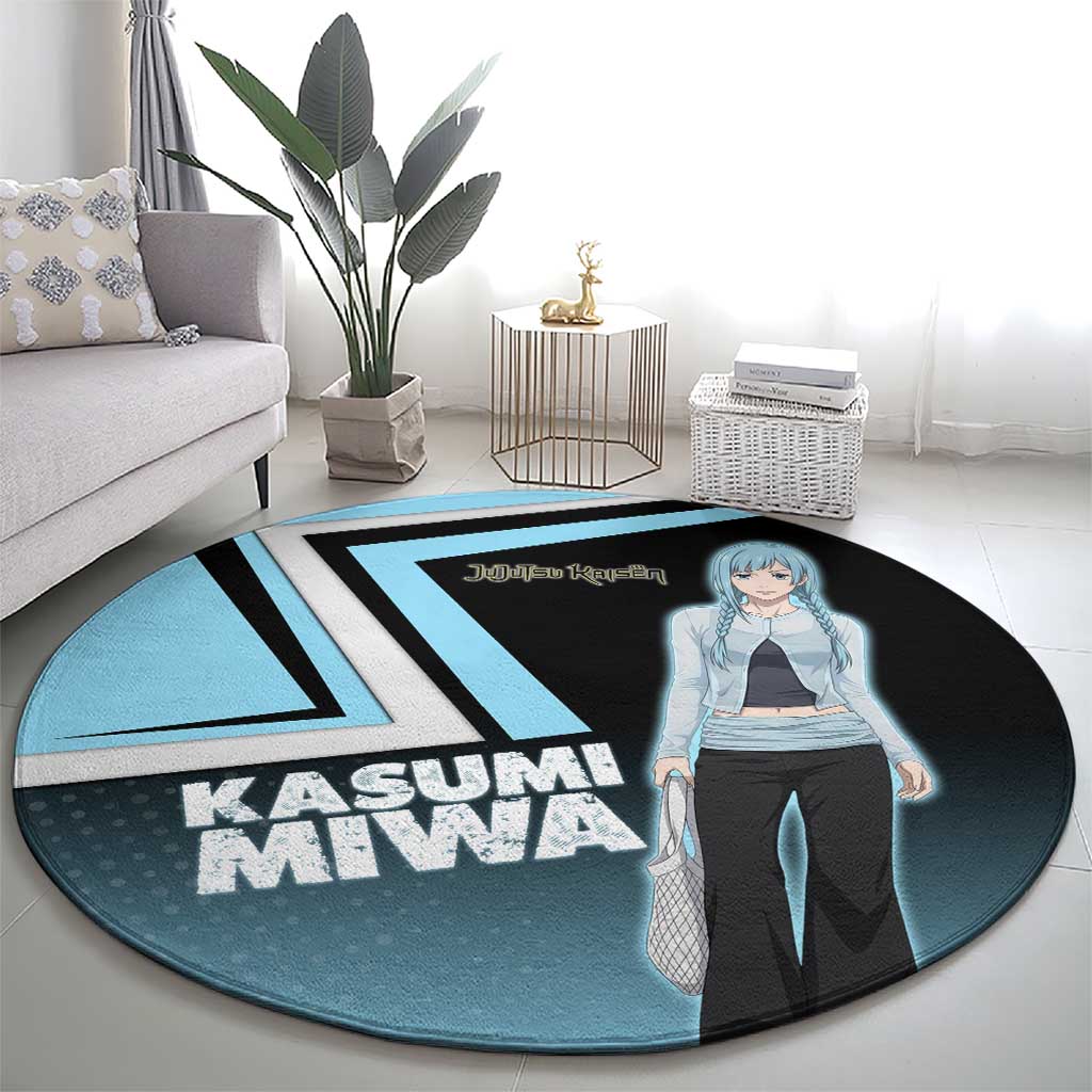 Kasumi Miwa Round Carpet Blue Gradient Anime Style