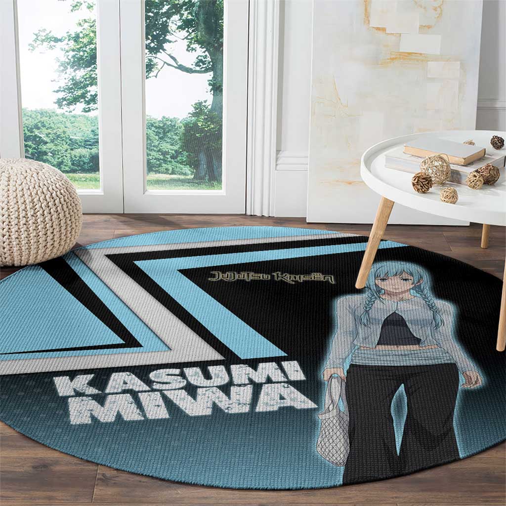 Kasumi Miwa Round Carpet Blue Gradient Anime Style