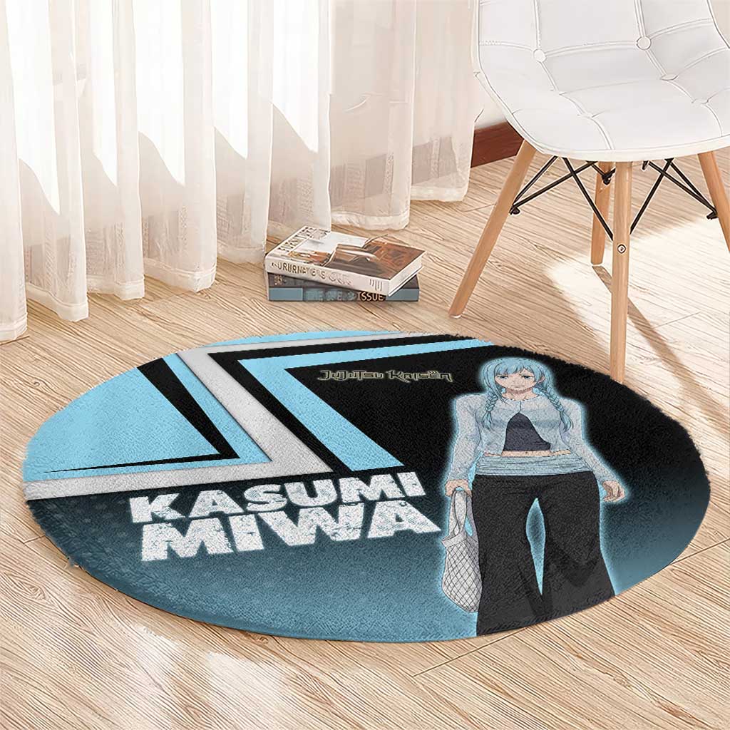 Kasumi Miwa Round Carpet Blue Gradient Anime Style