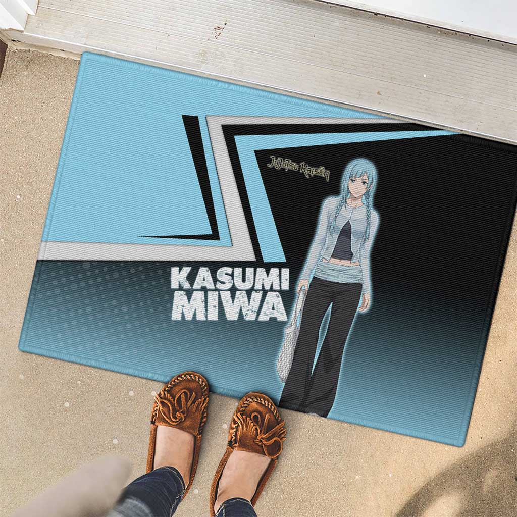 Kasumi Miwa Rubber Doormat Blue Gradient Anime Style