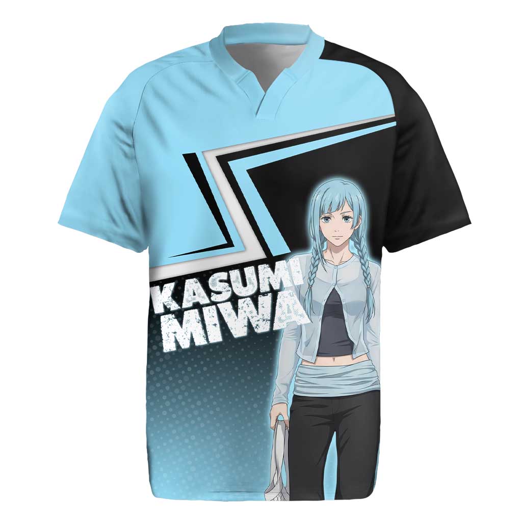 Kasumi Miwa Rugby Jersey Blue Gradient Anime Style