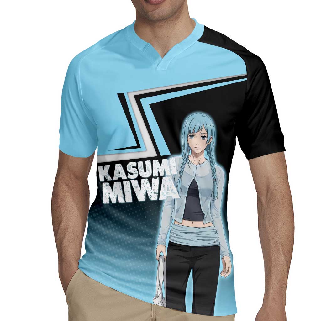 Kasumi Miwa Rugby Jersey Blue Gradient Anime Style