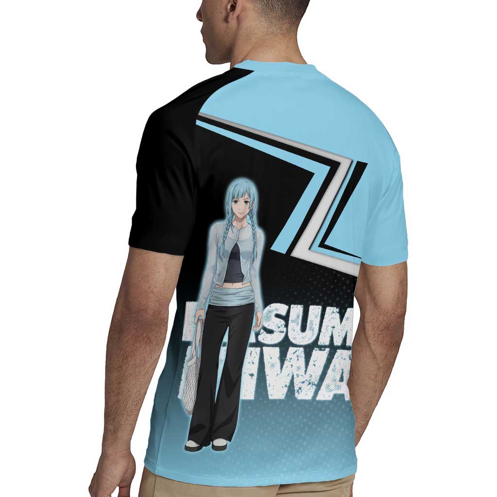 Kasumi Miwa Rugby Jersey Blue Gradient Anime Style