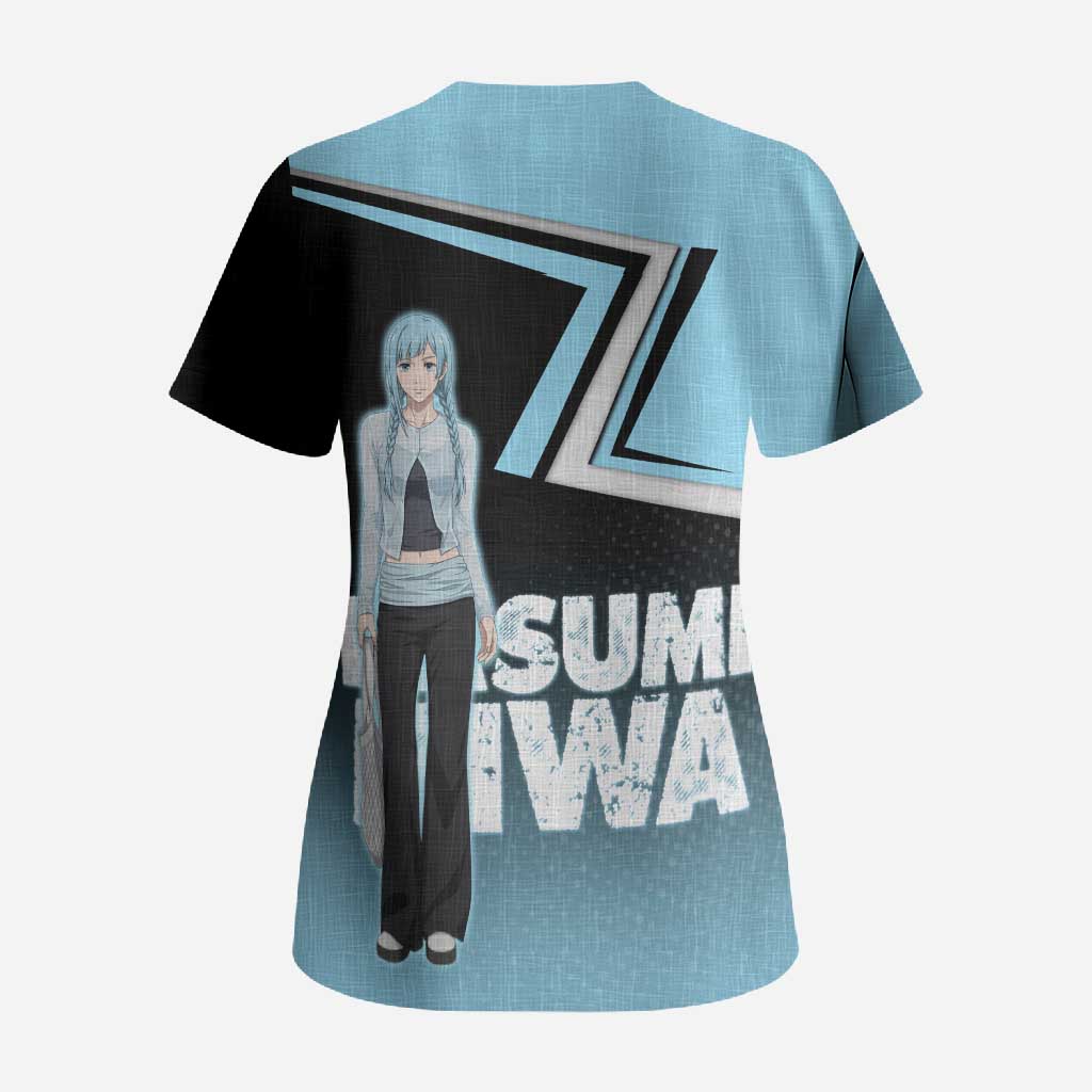 Kasumi Miwa Scrub Top Blue Gradient Anime Style