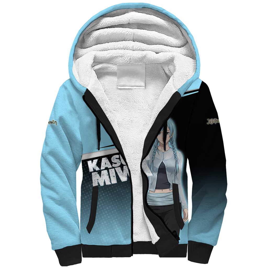 Kasumi Miwa Sherpa Hoodie Blue Gradient Anime Style