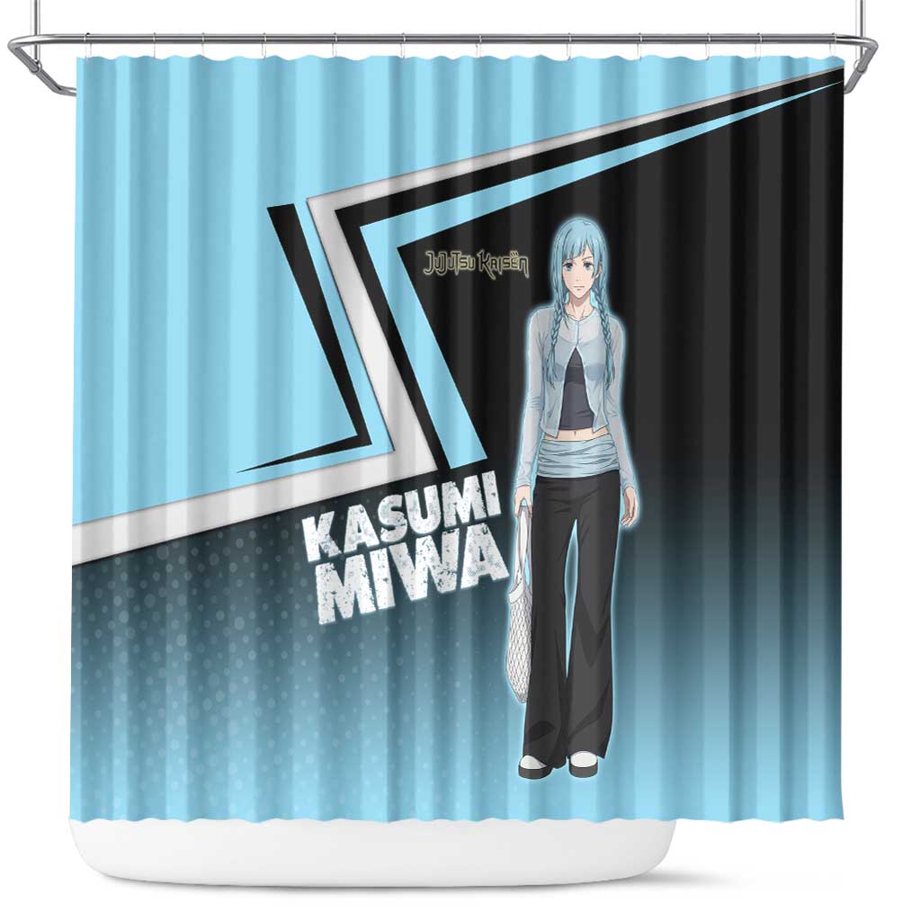Kasumi Miwa Shower Curtain Blue Gradient Anime Style