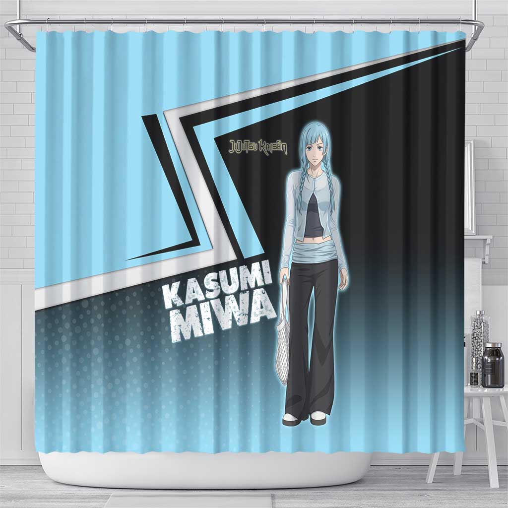 Kasumi Miwa Shower Curtain Blue Gradient Anime Style