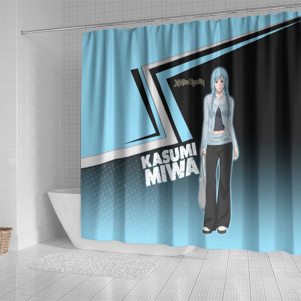 Kasumi Miwa Shower Curtain Blue Gradient Anime Style