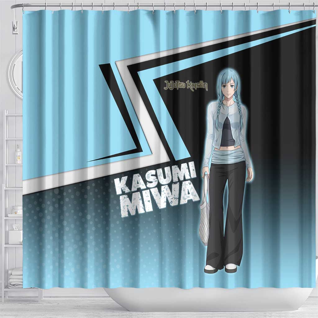 Kasumi Miwa Shower Curtain Blue Gradient Anime Style