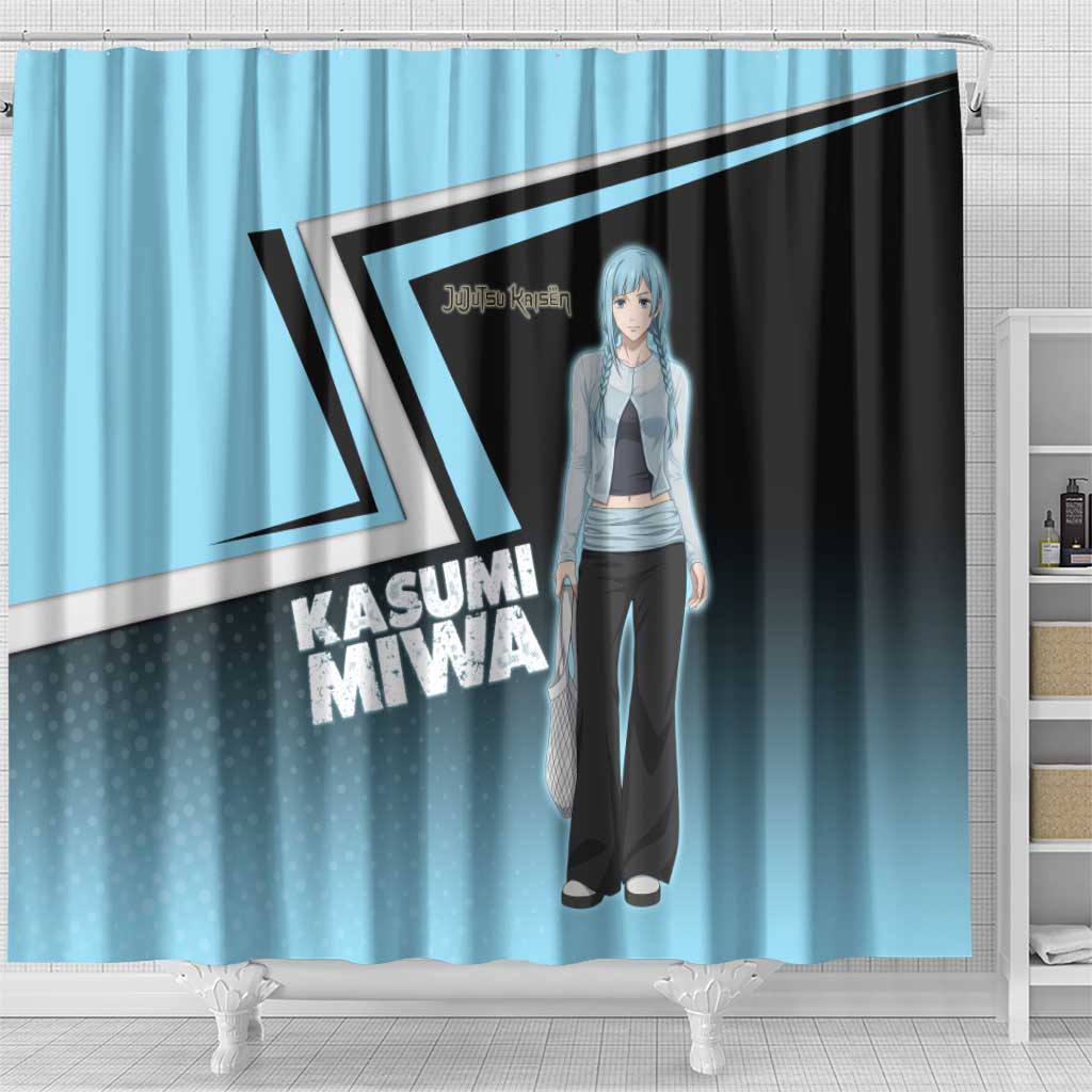 Kasumi Miwa Shower Curtain Blue Gradient Anime Style