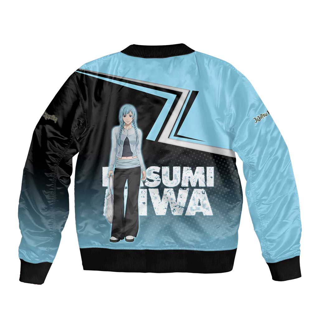 Kasumi Miwa Sleeve Zip Bomber Jacket Blue Gradient Anime Style