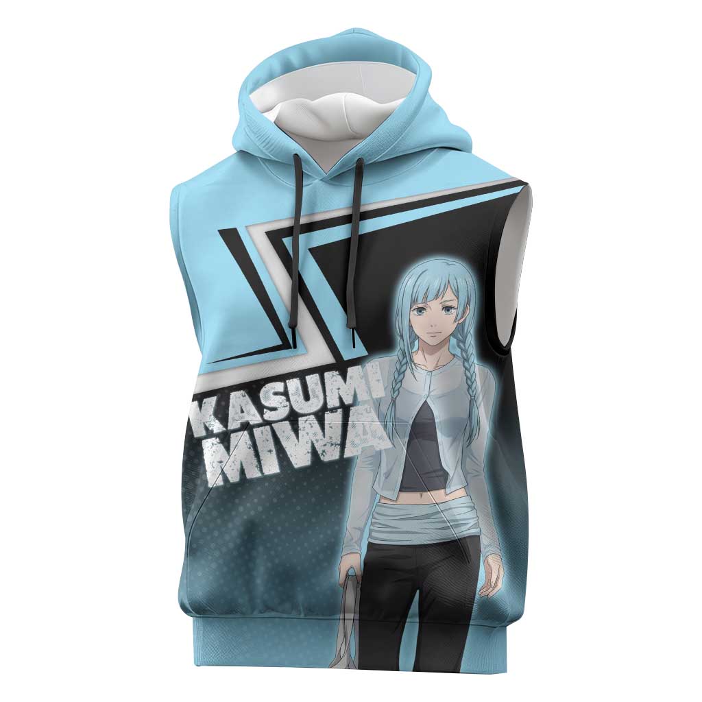 Kasumi Miwa Sleeveless Hoodie Blue Gradient Anime Style