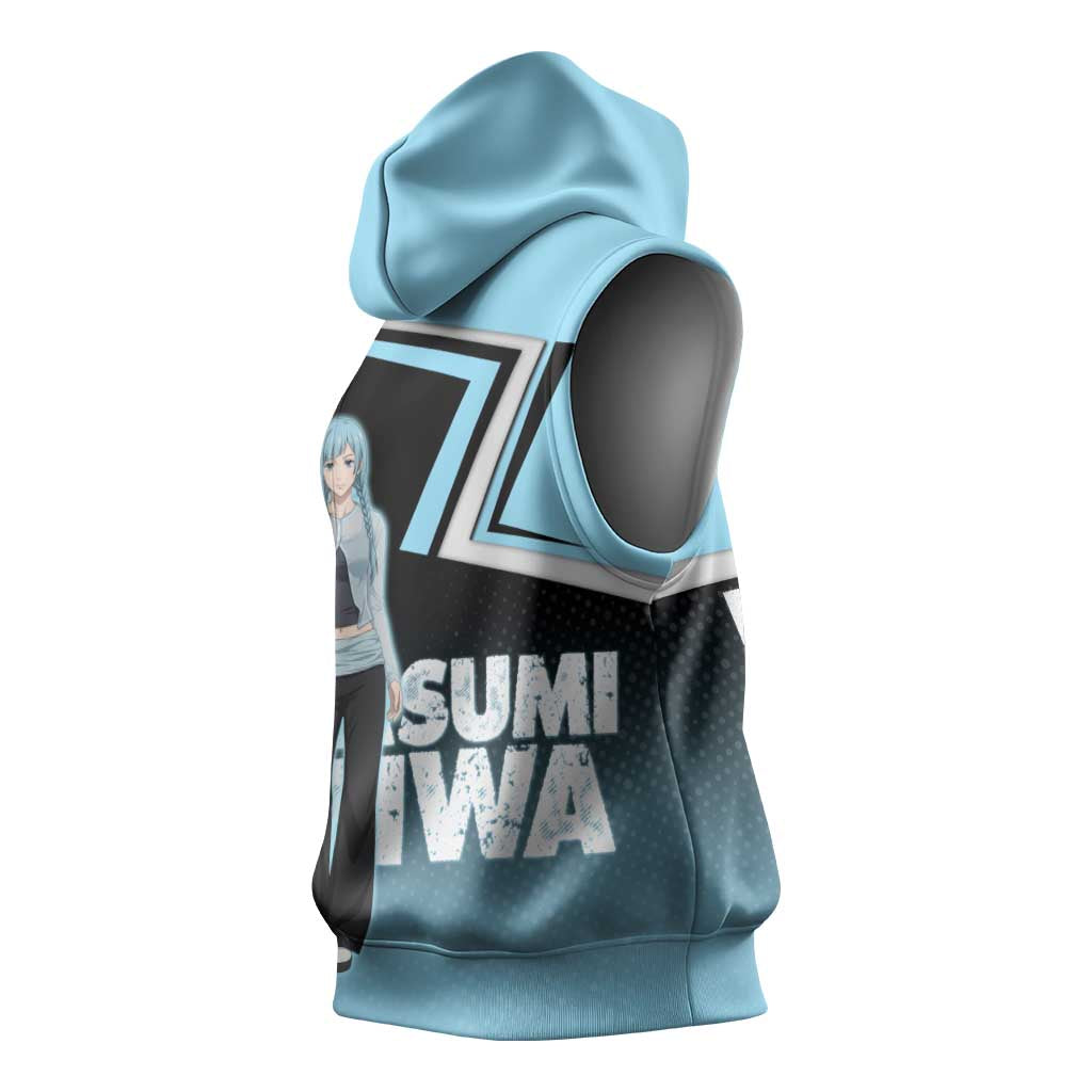Kasumi Miwa Sleeveless Hoodie Blue Gradient Anime Style