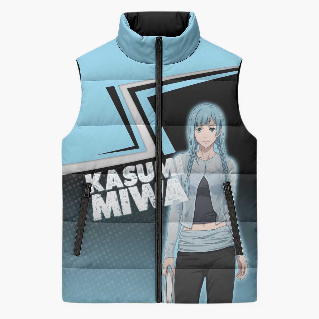 Kasumi Miwa Sleeveless Puffer Jacket Blue Gradient Anime Style