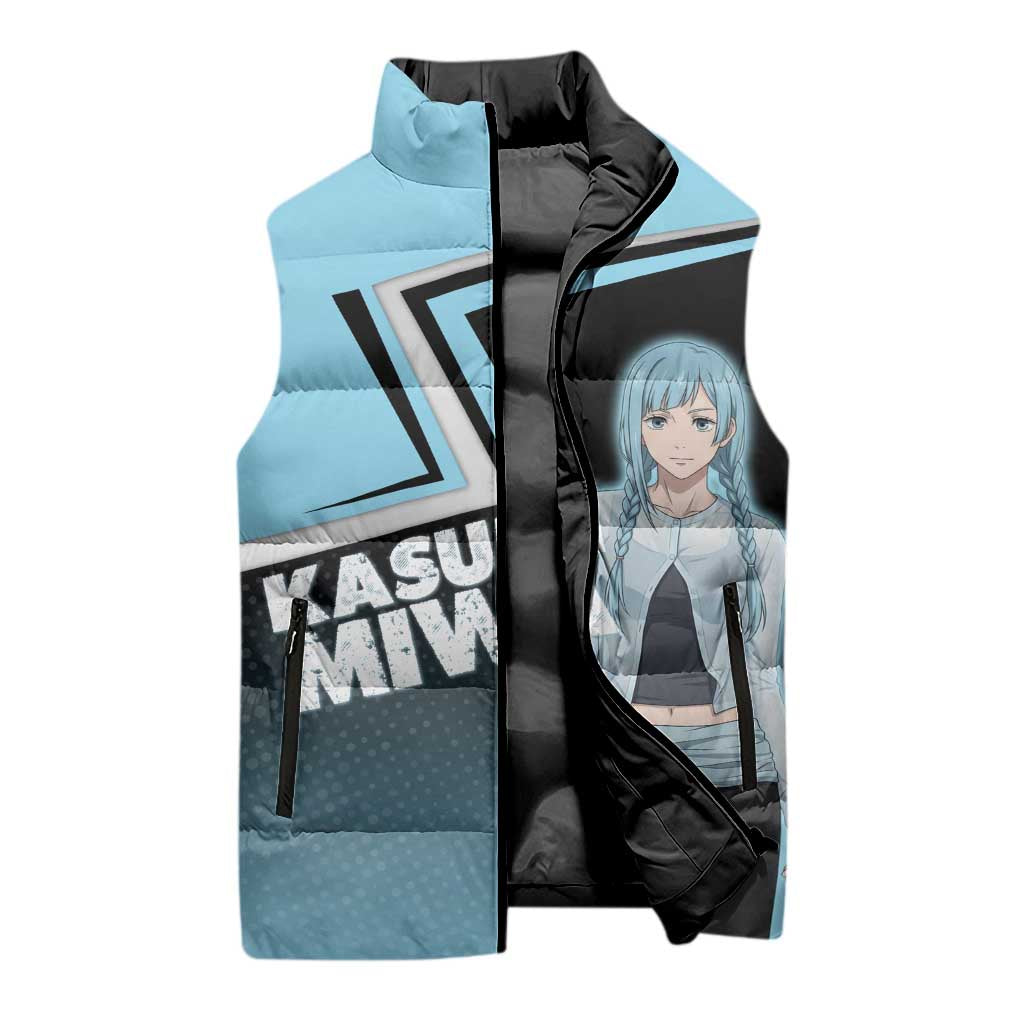 Kasumi Miwa Sleeveless Puffer Jacket Blue Gradient Anime Style