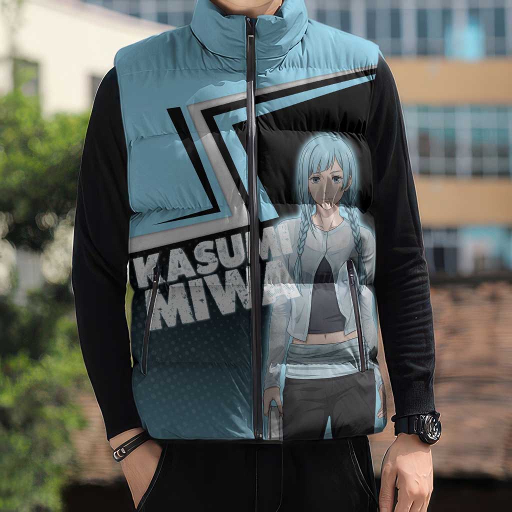Kasumi Miwa Sleeveless Puffer Jacket Blue Gradient Anime Style
