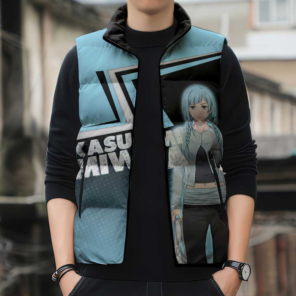 Kasumi Miwa Sleeveless Puffer Jacket Blue Gradient Anime Style